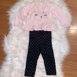 Two-pc polka dot Bunny set